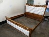 Shegun Wood King size Bed with rexin and stone